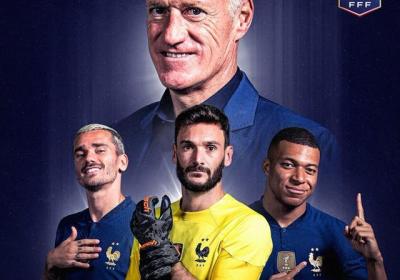 欧足联官推晒法国队海报：我们今天身披蓝色战袍 加油法国队|摩洛哥队|德尚|姆巴佩|世界杯