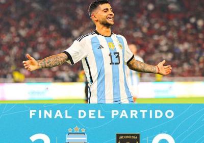 梅西缺阵阿根廷2-0印尼 帕雷德斯世界波罗梅罗头槌|里奥梅西|阿尔瓦雷斯|马丁内斯