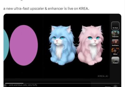 krea AI推出实时增强功能 支持将实时绘制的图像二次放大