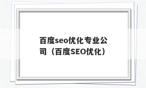 百度seo优化专业公司（百度SEO优化）