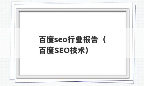 百度seo行业报告（百度SEO技术）