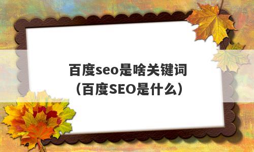 百度seo是啥关键词（百度SEO是什么）