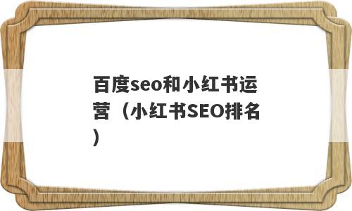 百度seo和小红书运营（小红书SEO排名）