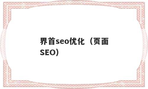 界首seo优化（页面SEO）