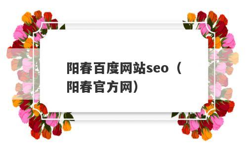阳春百度网站seo（阳春官方网）