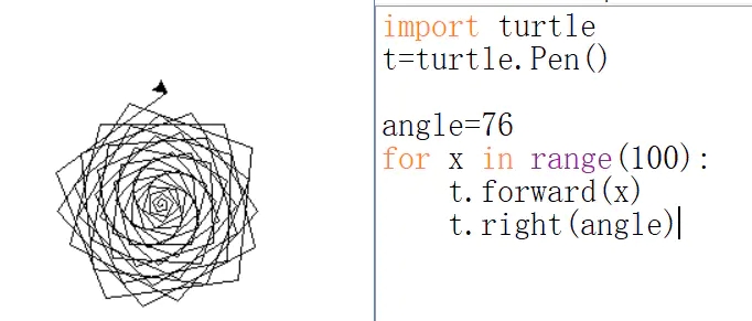 python怎么使用for循环和海龟绘图实现漂亮螺旋线