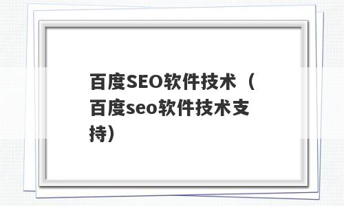 百度SEO软件技术（百度seo软件技术支持）