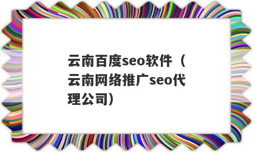 云南百度seo软件（云南网络推广seo代理公司）