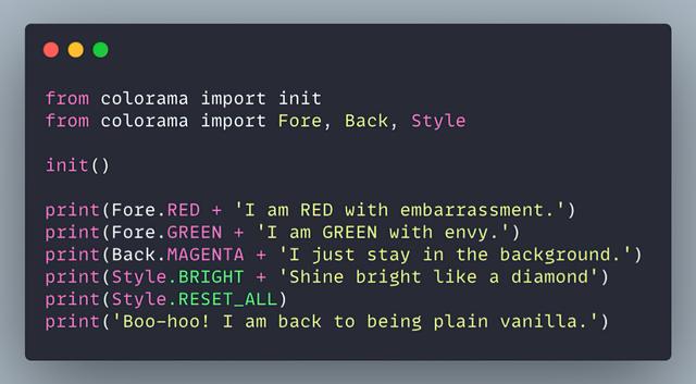 python如何使用Colorama将颜色添加到控制台输出
