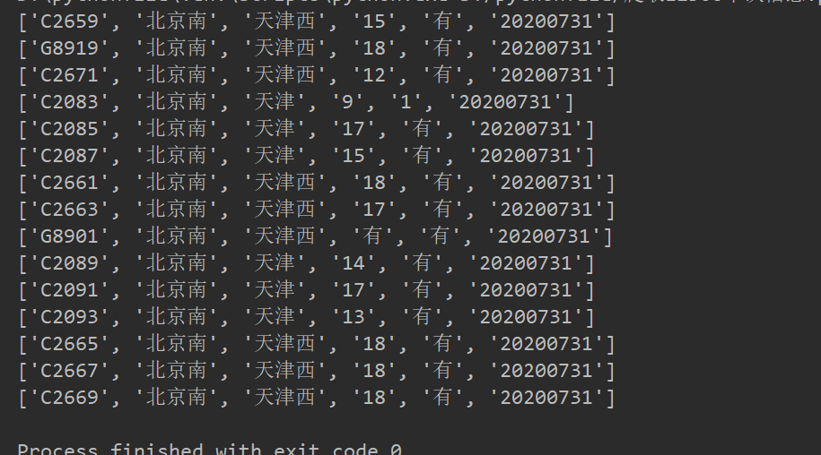 Python爬取12306车次信息的案例